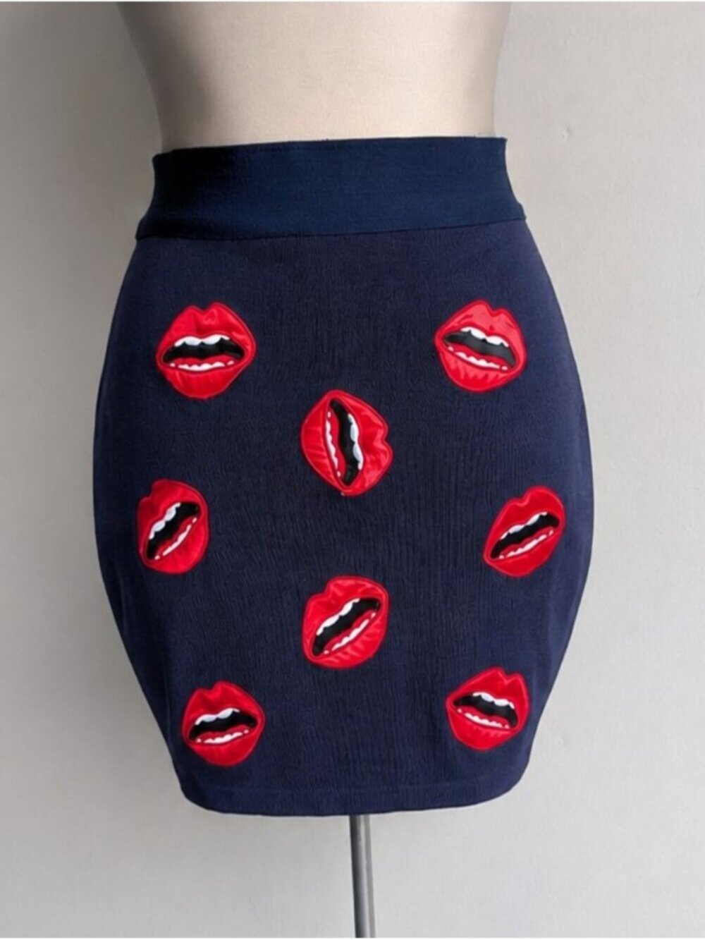 Sweewe Paris Mini Skirt with Red Lip Appliqués